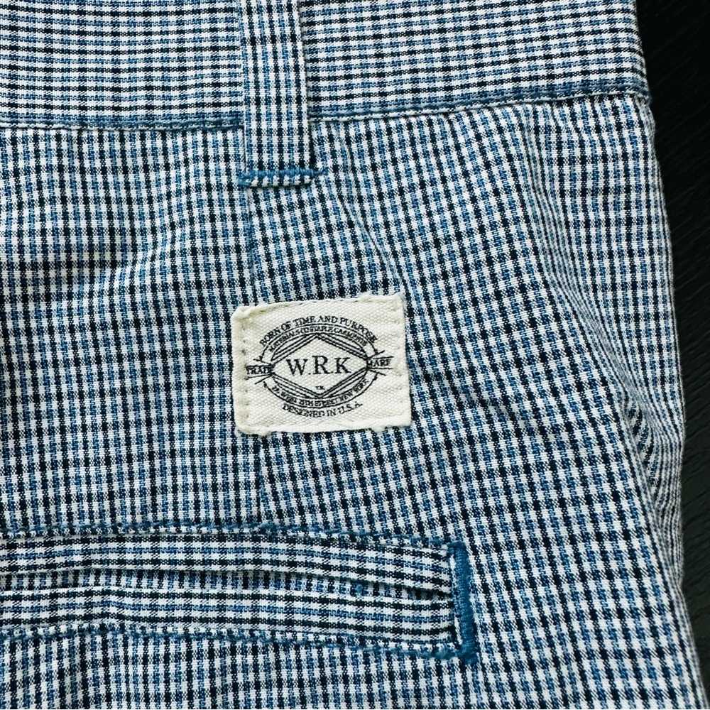WRK Blue and White Checkered Shorts